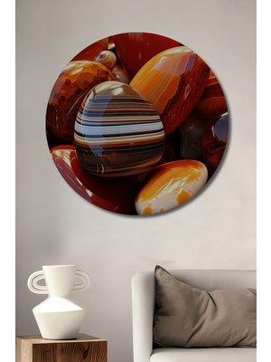 Teona Ahşap Damla Taş Dokulu Modern Sanat Ahşap Tablo Yuvarlak Duvar Tablosu