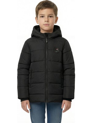 D1fference İçi Kürklü Cepli Kapüşonlu Jel Elyaflı Su ve Rügar Geçirmez Erkek Çocuk Kışlık Mont