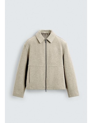 Abluka Online Erkek Relax Fit Premium Kaşe Ceket Kaban Bej