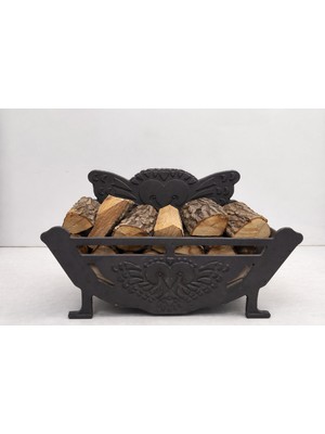 Dorello Döküm Desenli Şömine Odunluğu Dekoratif Şömine Odun Sepeti