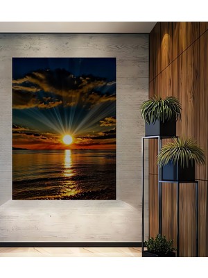 Teona Ahşap Görkemli Gün Batımı Yağlı Boya Görünümlü Ahşap Ev,antre,salon,ofis,mutfak,yatak Odası Tablo