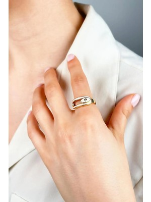 Sose Moda Beyaz Mineli Yüzük - Gold