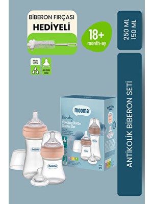 Mooma Kindy 150 ve 250 ml Geniş Ağızlı Biberon Başlangıç Seti - Polipropilen Malzeme ile Rose Gold