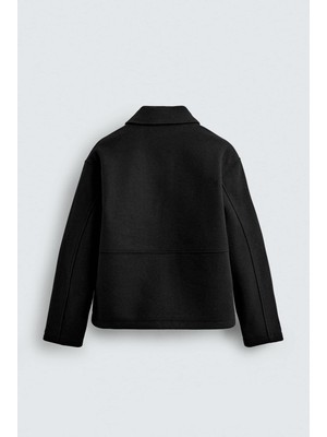 Abluka Online Erkek Relax Fit Premium Kaşe Ceket Kaban Siyah