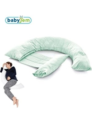 Babyjem Sırt Destekli Hamile ve Emzirme Yastığı Yeşil Yerli Üretim ile Konforlu Destek