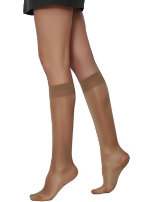 & Daymod Venüs 40 Parlak Orta Kalın Bronz Rengi 3 Çift Diz Altı Çorap