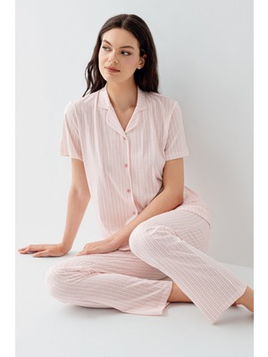 Arnetta Kadın Pembe Gömlek Pijama Takım