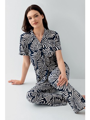 Arnetta Kadın Lacivert Gömlek Pijama Takım