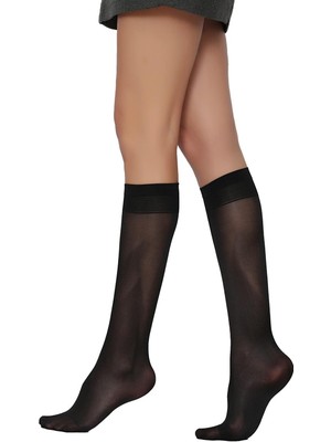 & Daymod Venüs 40 Parlak Orta Kalın Siyah Renk 3 Çift Diz Altı Çorap