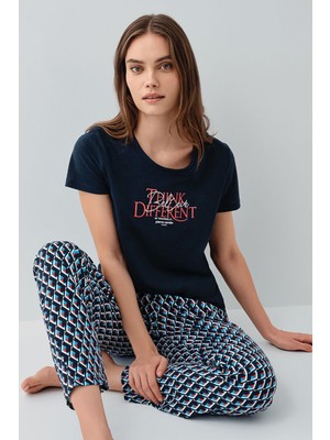 Pierre Cardin Kadın Lacivert Pijama Takım PC9157-S-V2
