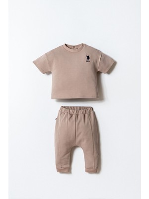 U.S. Polo Assn Erkek Bebek  2 li T-şhirt Takım Kum