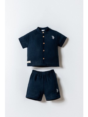 U.S. Polo Assn Erkek Bebek  2 li Şort Gömlek Takım Lacivert