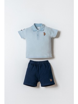U.S. Polo Assn Erkek Bebek  2 li Şort T-şhirt Takım Mavi