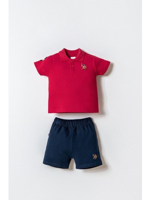 U.S. Polo Assn Erkek Bebek  2 li Şort T-şhirt Takım Kırmızı