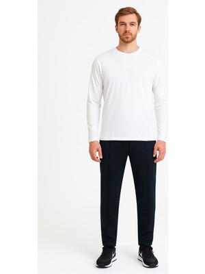 Cottonland Erkek Elast Klasik Kesim Normal Bel Likralı Önü Dikişli Stretch Beli Lastikli Iki Iplik Pantolon