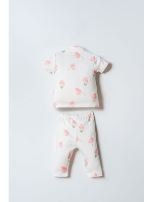 U.S. Polo Assn. U.S. Polo Assn Kız Bebek Gömlek Pijama Beyaz-Pudra