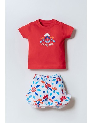 U.s. Polo Assn. Kız Bebek Kırmızı Şort Takım