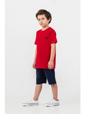 U.S. POLO ASSN U.s Polo Assn. Erkek Çocuk Kırmızı Bermuda Takım