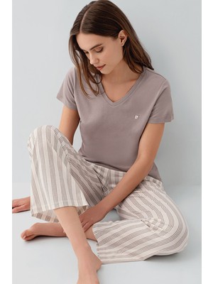 Pierre Cardin Kadın Kahverengi Pijama Takım