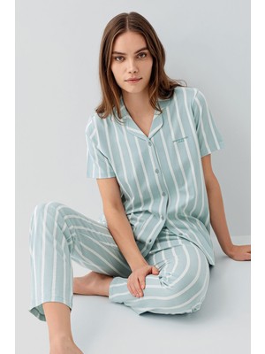 Pierre Cardin Kadın Yeşil Gömlek Pijama Takım