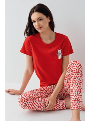 Arnetta Kadın Kırmızı Pijama Takım