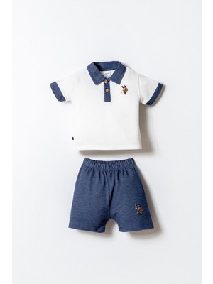 U.S. Polo Assn Erkek Bebek  2 li Şort T-şhirt Takım Beyaz
