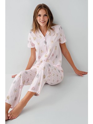 Rolypoly Kadın Pembe Gömlek Pijama