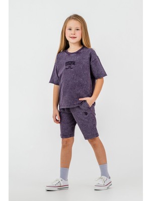 U.S. POLO ASSN U.s Polo Assn. Kız Çocuk Mor Bermuda Takım