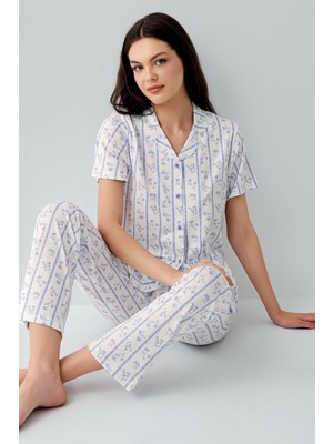 Arnetta Kadın Mavi Gömlek Pijama Takım