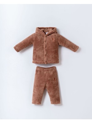 U.S. POLO ASSN Erkek Bebek Kahverengi Polar Takım Uzun Kol Regular Fit Kış Temalı