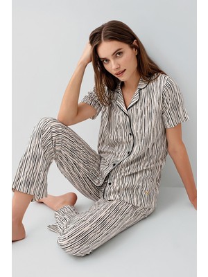 Pierre Cardin Kadın Krem Gömlek Pijama Takım