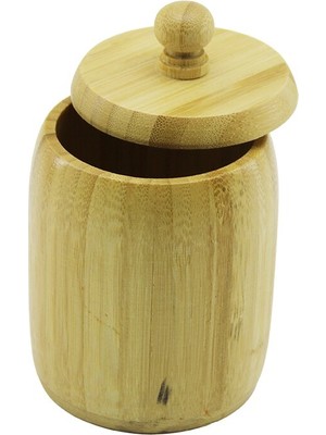 Selfbuysell No-8 Ahşap - Bambu Şekerlik Kapaklı Çap: 7.5cm Derinlik: 8.5cm (5324)