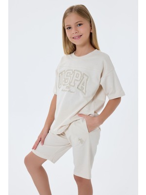 U.s. Polo Assn. Kız Çocuk Krem Bermuda Takım