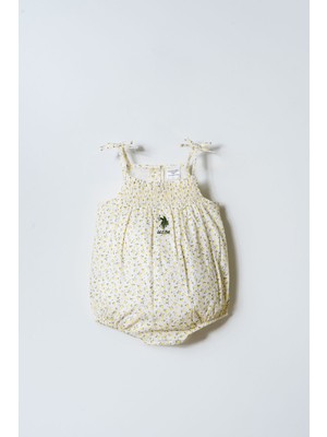 U.s. Polo Assn. Kız Bebek Krem Tulum %100 Pamuk Örme Kumaş ile Rahat ve Şık Tasarım