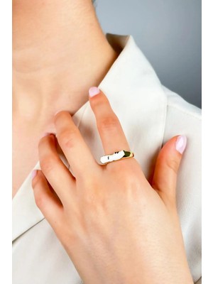 Sose Moda Yüz Figürlü Beyaz Mineli Yüzük - Gold