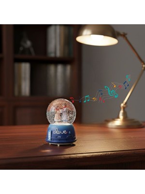 Selfbuysell Pilli Işıklı Müzikli Kar Küresi–el Ele Sevgili Figürlü Eğlenceli Masaüstü Biblo, LED Aydınlatmalı Dekoratif Hediyelik Kar Küresi (5324)