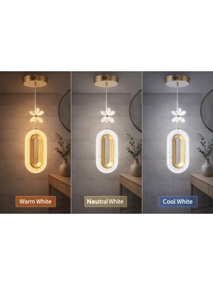 Bohem Aydınlatma Elips Tekli Sarkıt Gold 3 Renk LED Modern Avize