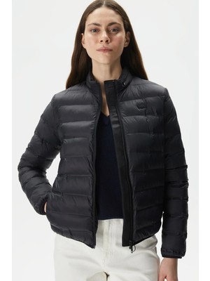 Lacoste Kapitone Syntetic Fill Jacket Dik Yaka Siyah Kadın Mont