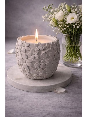 Japon Kiraz Çiçeği Kokulu Beton Mum - Ev Yapımı Dekoratif & Hediyelik Mum