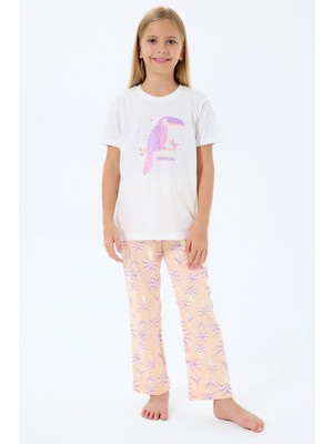 Rolypoly Kız Çocuk Beyaz Pijama Takım