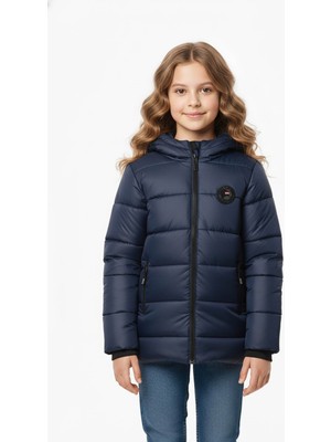 D1fference İçi Kürklü Cepli Kapüşonlu Jel Elyaflı Su ve Rügar Geçirmez Kız Çocuk Kışlık Mont