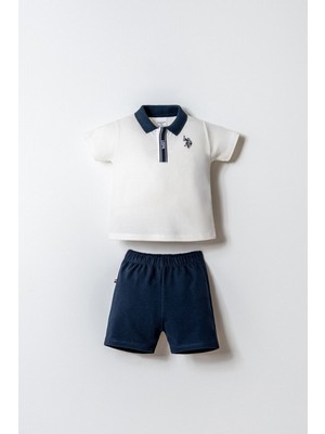 U.S. Polo Assn Erkek Bebek  2 li Şort T-şhirt Takım Beyaz