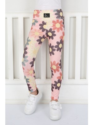 buğrahayalin Şardonsuz Fitilli Kumaş Baskılı Kız Çocuk Günlük Tayt