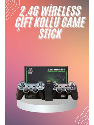 Selfbuysell 4K Game Stick Oyun Konsolu 2.4g Kablosuz Çift Kol Nostaljik Oyunlar