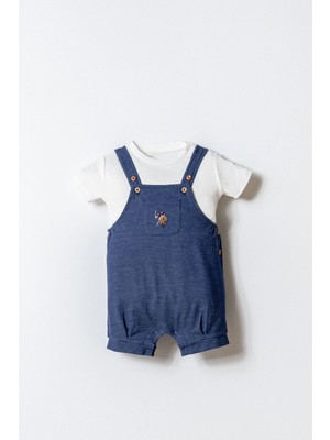 U.S. Polo Assn Erkek Bebek  2 li Salopet Takım Mavi
