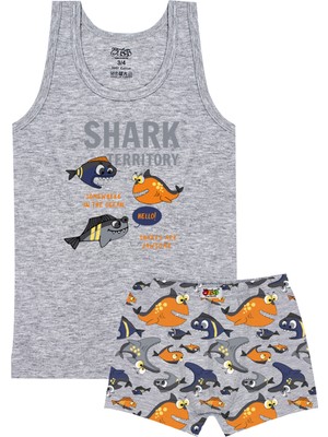 Öts Erkek Çocuk Atlet Boxer Likralı Gri Shark (%96 Pamuk - %4 Elastan)
