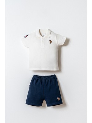 U.S. Polo Assn Erkek Bebek  2 li Şort T-şhirt Takım Beyaz