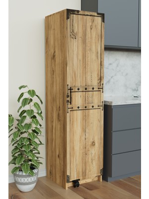 Hediyeler Kapında "zelvin" Vintage Design Tek Kapakli Raflı Kiler Dolabı Banyo Dolabı Mutfak Dolabı Çok Amaçlı Dolap