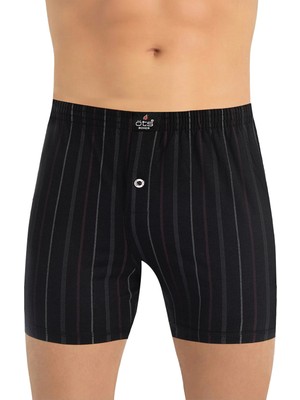 Öts Erkek Boxer Çizgili, Düğmeli (%100 Pamuk)