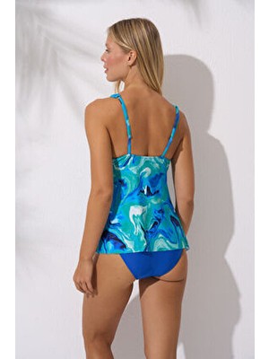 Pierre Cardin Aksesuar Detaylı Desenli Yuvarlak Yaka Tankini Takım 2025 Sezon Desenli